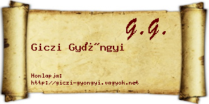 Giczi Gyöngyi névjegykártya